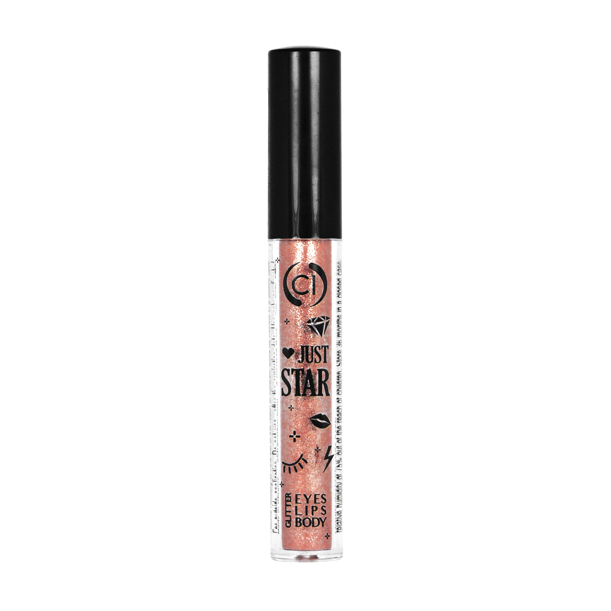Рідкий глітер для обличчя, очей та губ Colour Intense Just Star Glitter Eyes, Lips, Body 105 Glow Copper, 4 мл