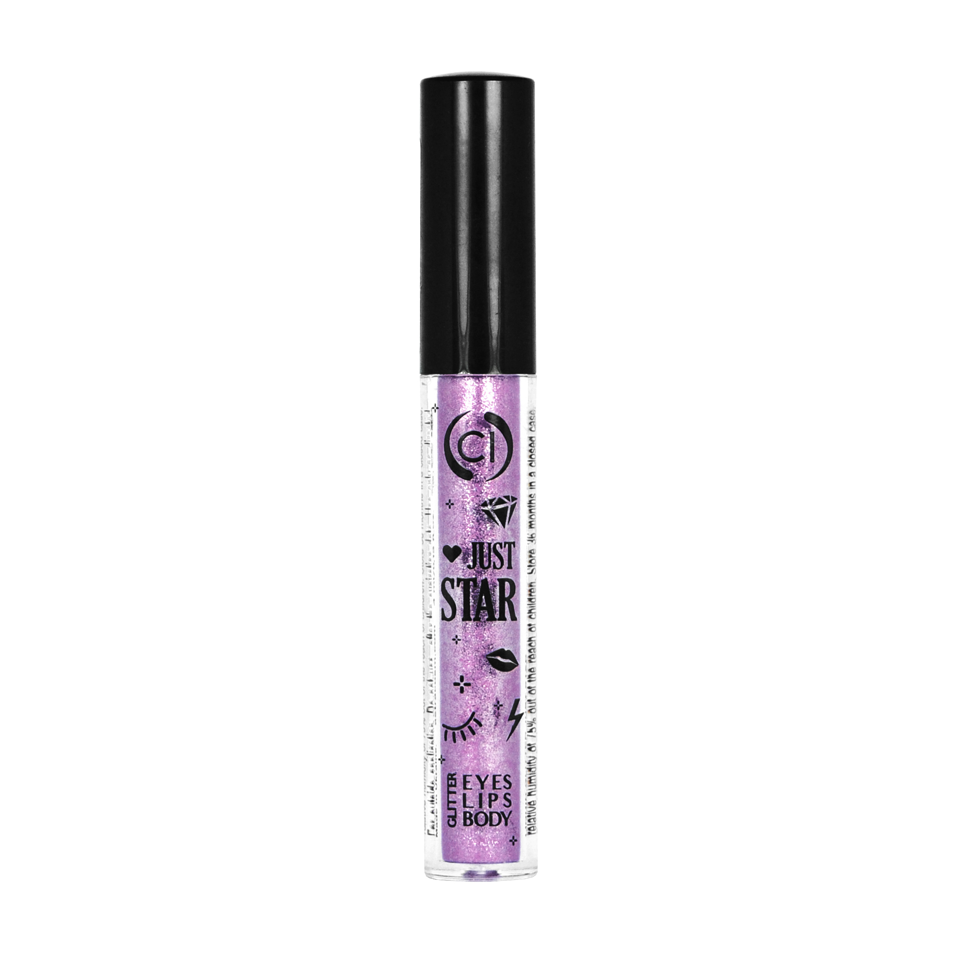 Рідкий глітер для обличчя, очей та губ Colour Intense Just Star Glitter Eyes, Lips, Body 107 Twinkle Lavender, 4 мл